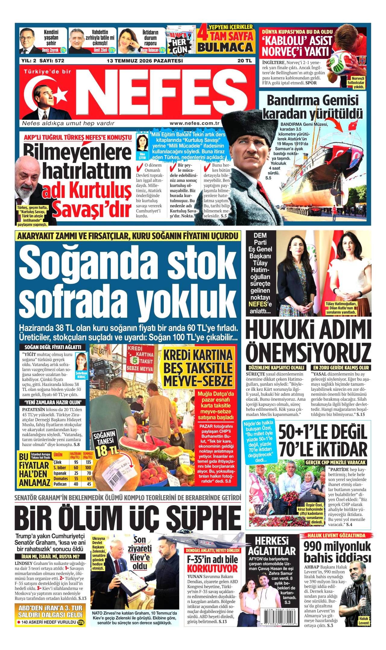 Nefes Gazetesi Gazete Manşeti